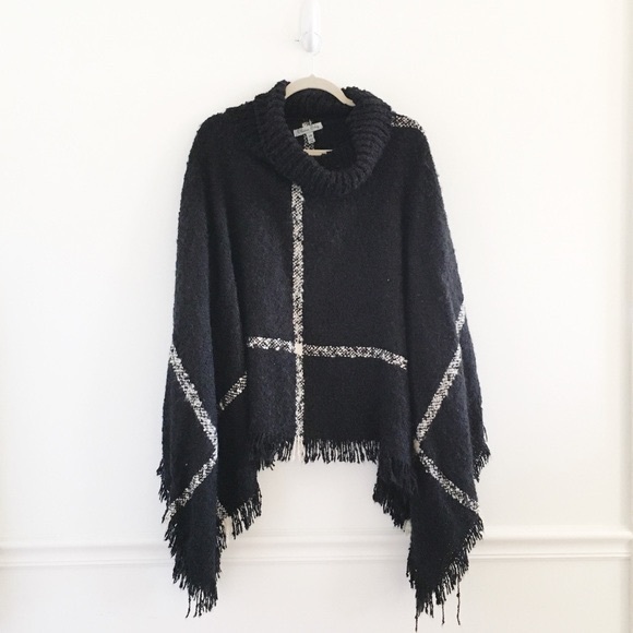 Olivia Sky Sweaters - Cozy Black Poncho- Olivia Sky
